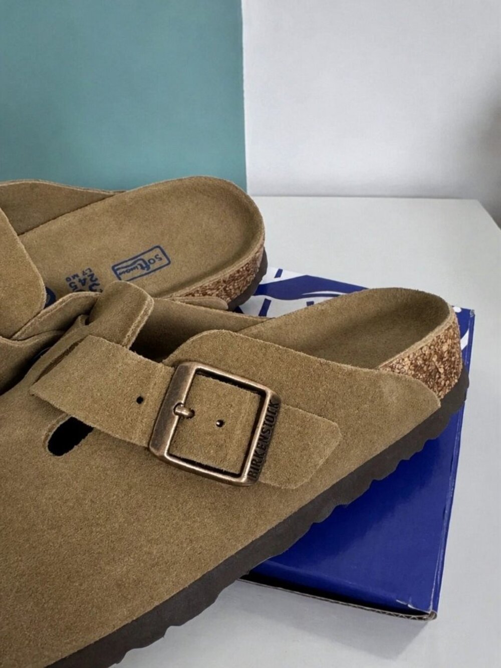 Birkenstock Boston Taupe Suede Soft Footbed Clogs EU 38 - Picture 6 of 7